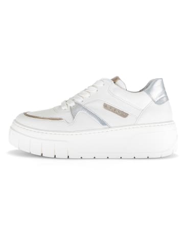 Gabor Skórzane sneakersy w kolorze srebrno-białym