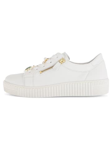 Gabor Leder-Sneakers in Weiß/ Gold