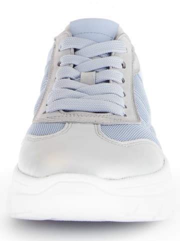 Gabor Leder-Sneakers in Hellblau/ Silber/ Grau