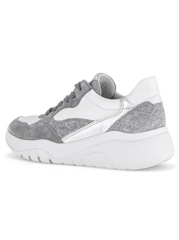 Gabor Leren sneakers wit/grijs/zilverkleurig