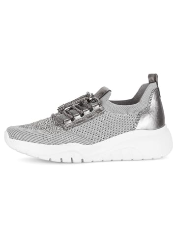 Gabor Leder-Sneakers in Grau/ Silber