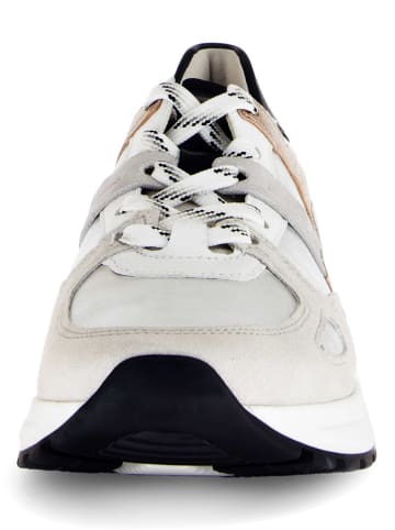 Gabor Leder-Sneakers in Grau/ Beige/ Silber