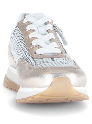 Gabor Leder-Sneakers in Silber/ Beige