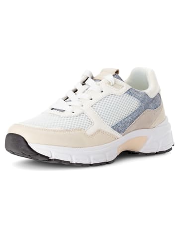 Gabor Leder-Sneakers in Weiß/ Beige/ Hellblau