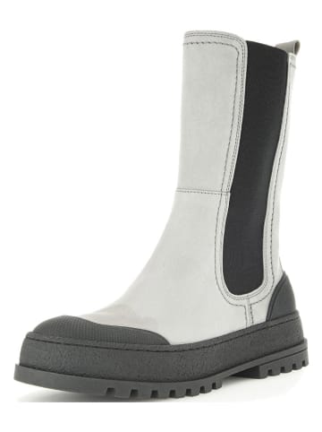 Gabor Leder-Chelsea-Boots in Hellgrau/ Schwarz