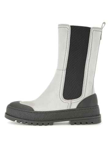 Gabor Leder-Chelsea-Boots in Hellgrau/ Schwarz