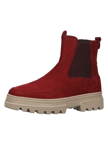 Gabor Leder-Chelsea-Boots in Rot/ Beige