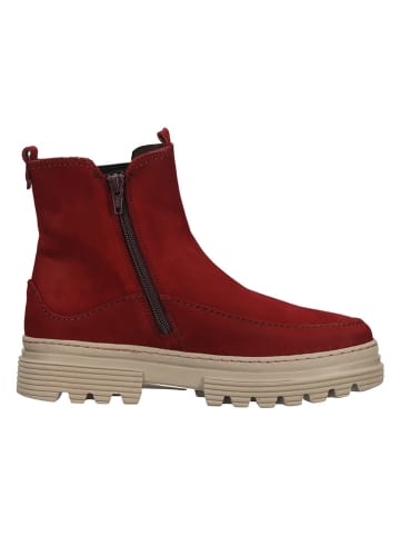Gabor Leder-Chelsea-Boots in Rot/ Beige
