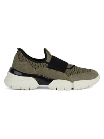 Geox Leder-Slipper "Adacter" in Khaki/ Schwarz