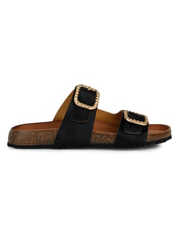 Geox Leren slippers "New Brionia" zwart