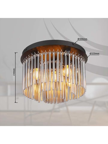 Globo lighting Plafonnière "Gorly" zwart/bruin - Ø 32 cm