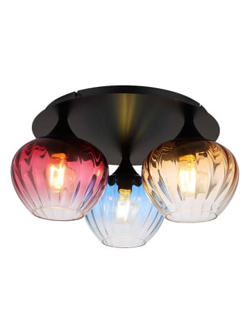 Globo lighting Lampa sufitowa "Sander" w kolorze czarnym ze wzorem - wys. 21,5 x Ø 47 cm