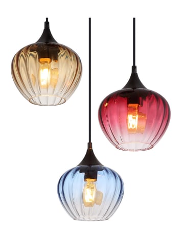 Globo lighting Lampa wisząca "Sander" w kolorze czarnym ze wzorem - wys. 150 x Ø 45 cm