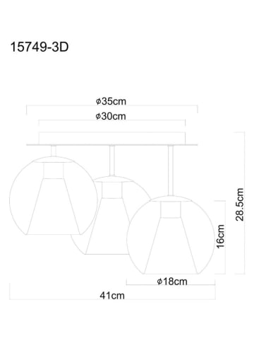 Globo lighting Lampa sufitowa "Barry" w kolorze czarnym - wys. 28,5 x Ø 41 cm