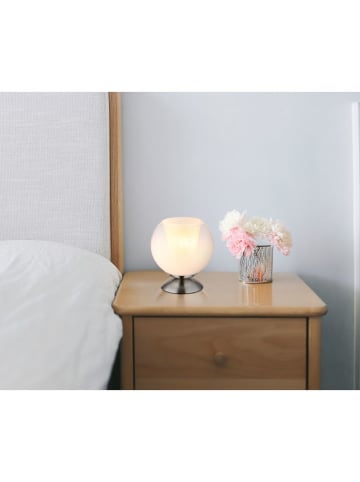 Globo lighting Lampa stołowa "Barry" w kolorze srebrnym - wys. 19 x Ø 18 cm