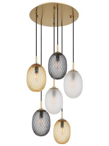 Globo lighting Hanglamp "Devin" goudkleurig/grijs/transparant - Ø 47 cm