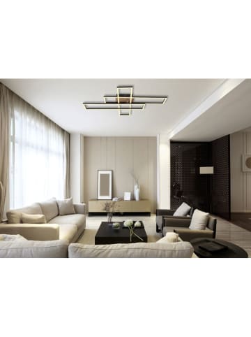 Globo lighting LED-Deckenleuchte "Dakari" in Schwarz/ Hellbraun - (B)80 x (H)10 x (T)60 cm