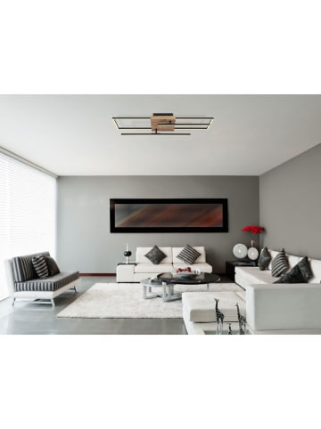 Globo lighting LED-Deckenleuchte "Kendra" in Schwarz/ Hellbraun - (B)80 x (H)12 x (T)20 cm