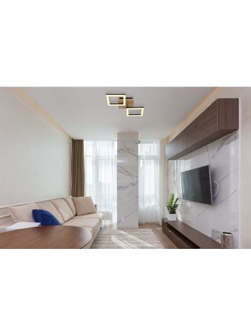 Globo lighting Ledplafonnière "Kerry" zwart/bruin - (B)46 x (H)22,5 x (D)7 cm