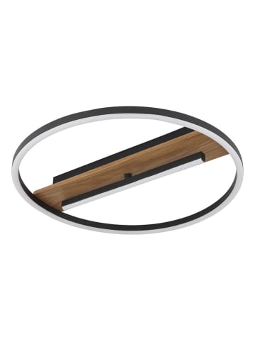 Globo lighting LED-Deckenleuchte "Pikara" in Schwarz/ Hellbraun - (H)5,5 x Ø 40,5 cm