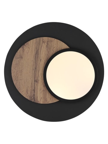 Globo lighting LED-Deckenleuchte "Kory" in Schwarz/ Hellbraun - (H)5,6 x Ø 48 cm 