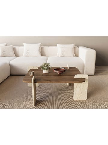 Scandinavia Concept Couchtisch "Afrolli" in Braun/ Beige - (B)90 x (H)35 x (T)90 cm