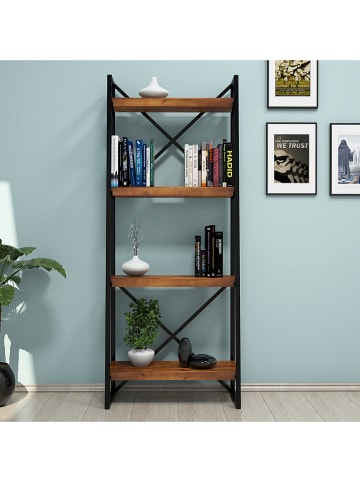 Scandinavia Concept Bücherregal "Alaro" in Braun/ Schwarz - (B)66 x (H)150 x (T)30 cm