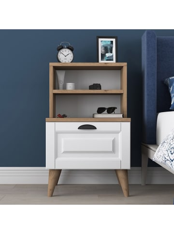 Scandinavia Concept Nachttisch in Walnuss/ Weiß - (B)45 x (H)74,4 x (T)40 cm
