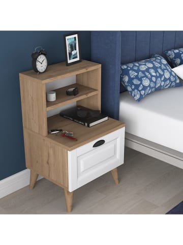 Scandinavia Concept Nachttisch in Walnuss/ Weiß - (B)45 x (H)74,4 x (T)40 cm
