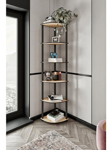 Scandinavia Concept Eckregal ''Bookcase 5 Corner'' in Hellbraun/ Schwarz - (B)34 x (H)139 x (T)34 cm