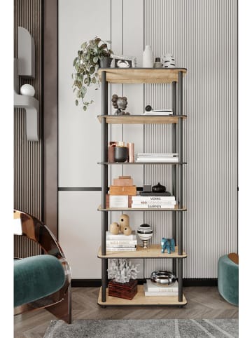 Scandinavia Concept Standregal ''Bookcase 6 Rect'' in Hellbraun/ Schwarz - (B)60 x (H)173 x (T)30 cm