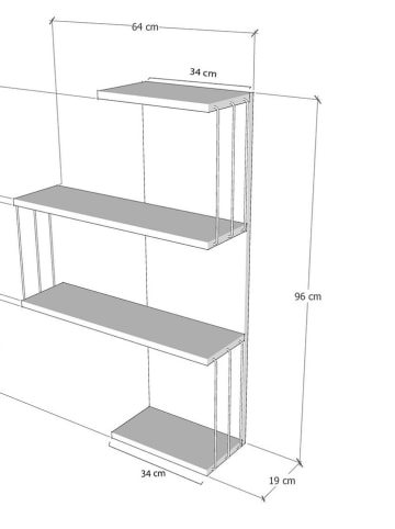 Scandinavia Concept Wandregal in Walnuss - (B)64 x (H)96 x (T)19 cm