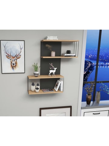 Scandinavia Concept Wandregal in Eiche/ Schwarz - (B)65 x (H)96 x (T)19 cm