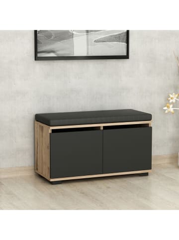 Scandinavia Concept Schoenenkast "Drago" walnootkleurig/zwart - (B)80 x (H)42 x (D)35 cm