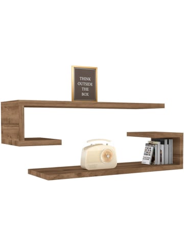 Scandinavia Concept 2-delige set: wandmeubels "Eldo" bruin - (B)60 x (H)15 x (D)19,6 cm