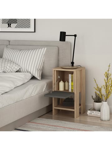 Scandinavia Concept Nachttisch "Ema" in Eiche/ Anthrazit - (B)30 x (H)55 x (T)30 cm