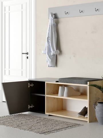 Scandinavia Concept Schoenenkast "Fiona" eikenkleurig/antraciet - (B)104 x (H)47 x (D)37 cm