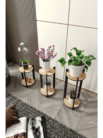 Scandinavia Concept 3-delige set: plantenhouders zwart/lichtbruin