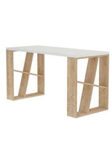Scandinavia Concept Schreibtisch "Honey" in Hellbraun/ Weiß - (B)140 x (H)75 x (T)60 cm