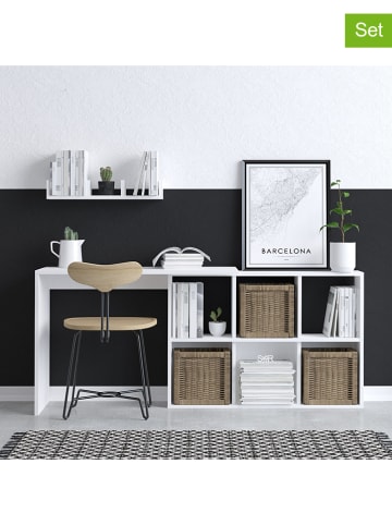 Scandinavia Concept 2tlg. Set: Schreibtisch mit Wandregal "Jack" in Weiß