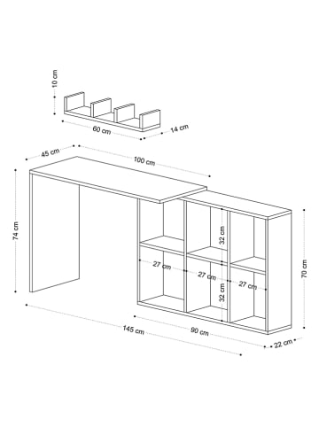 Scandinavia Concept 2-delige set: bureau met wandmeubel "Jack" wit