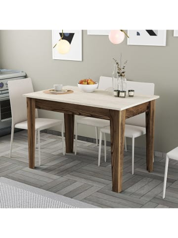 Scandinavia Concept Eetkamertafel "Kiev" beige/bruin - (B)110 x (H)75 x (D)72 cm