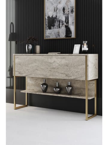 Scandinavia Concept Kommode "Luxe" in Grau/ Gold - (B)130 x (H)80 x (T)30 cm