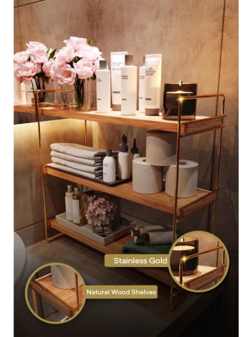 Scandinavia Concept Regał ścienny w kolorze złoto-jasnobrązowym - 45 x 40 x 16 cm