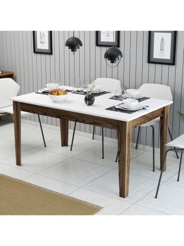 Scandinavia Concept Eettafel "Milan" wit/bruin - (B)145 x (H)75 x (D)88 cm