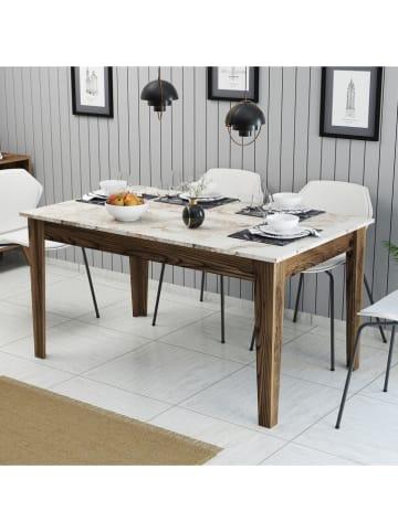 Scandinavia Concept Eettafel "Milan" crème/bruin - (B)145 x (H)75 x (D)88 cm
