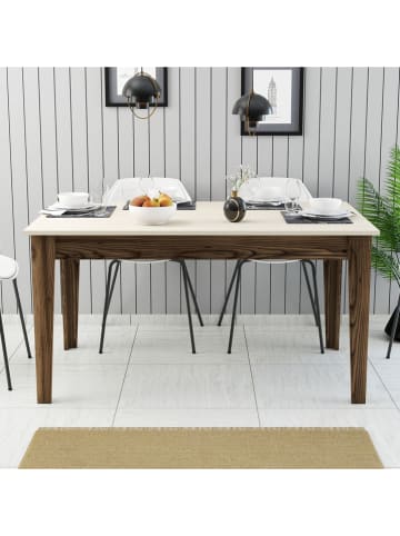 Scandinavia Concept Eettafel "Milan" crème/bruin - (B)145 x (H)75 x (D)88 cm