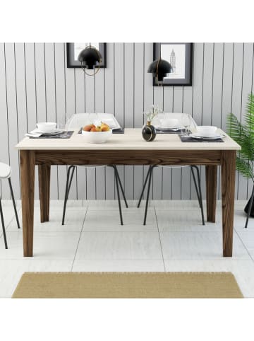 Scandinavia Concept Eettafel "Milan" crème/bruin - (B)145 x (H)75 x (D)88 cm