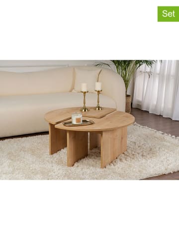 Scandinavia Concept Set van twee bijzettafels "Moira" lichtbruin - (H)41 x Ø 90 cm