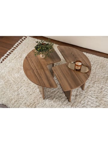 Scandinavia Concept Set van twee bijzettafels "Moira" bruin - (H)41 x Ø 90 cm